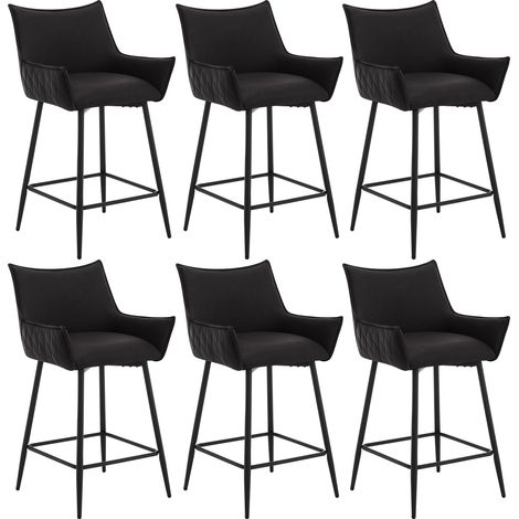 WOLTU 6er Set Barhocker für Küche, Barhocker, Samt Barstühle mit Armlehne, gepolsterte Rückenlehne, Polsterhocker für Küche, Restaurant, Kneipe, Anthrazit (1/5)