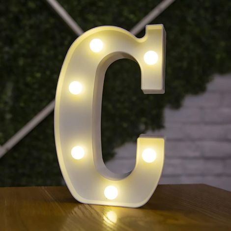 iardey Lettre Allume la Forme de Symbole de LED, Lampes de Table de chapiteau en Plastique d'alphabet, fête de Mariage d'anniversaire Tous Les Jours à la Maison tenture Murale Decor-C (1/5)