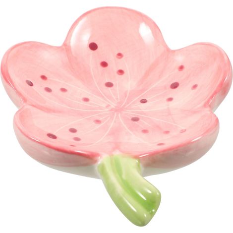 Ceramic Soap Dish with Flower Design and Drainage for