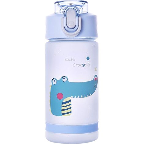 1 tasse d'eau en paille pour enfants, bouteille d'eau en plastique sans BPA de 500 ml, tasse d'étudiant (bleu) (1/5)