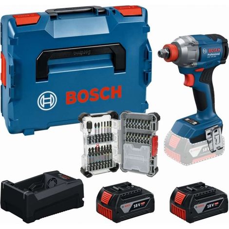 Avvitatore a impulsi a batteria Bosch GDX 18V-285, 2x 5,0 Ah e caricabatterie + set di punte in L-BOXX