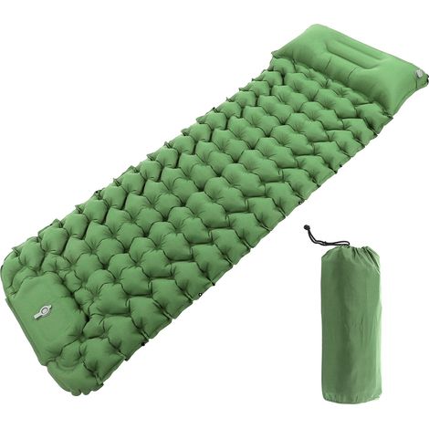 Matelas auto-gonflant léger pour randonnée et camping, avec oreiller intégré, idéal pour le sac à dos.
