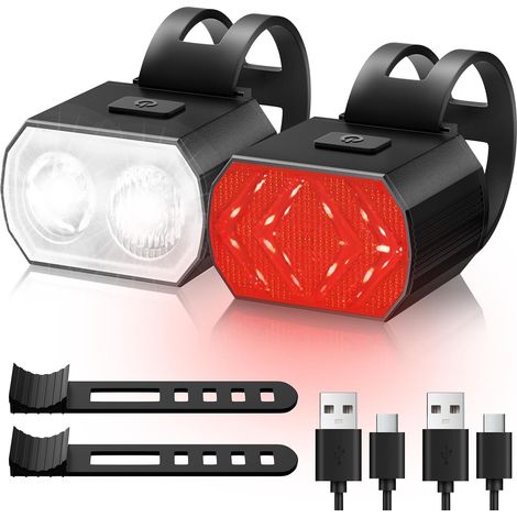 LED Bike Light, Front and Rear USB Rechargeable, Waterproof Bike Light, Fits Most Bikes (1/5)