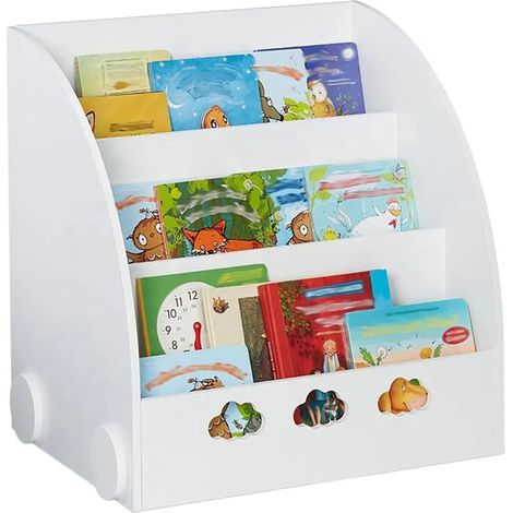 Libreria GINGER HOME a Nuvola per Bambini con 3 Scomparti Portaflibri, Bianca (1/5)