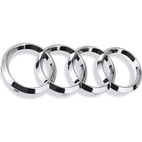 (Audi argentée, arrière, arc de 192 mm x 65 mm) - Emblème avant/arrière pour capot et coffre, compatible avec Audi A1, A3 8P, 8V, A4, A5, A6, A7, A8, Q3, Q5, Q7, Q8, Sline et TT. Logo autocollant.