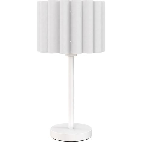 Lampe de table style rétro, lampe de chevet, abat-jour en plastique, interrupteur à bouton-poussoir, blanche (1/5)
