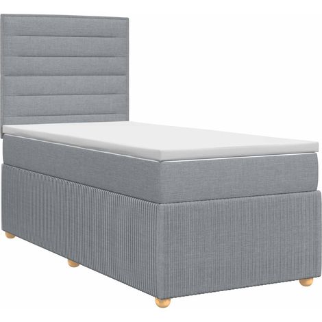 Cama box spring con colchón Gris Claro Individual Tela vidaXL (1/5)