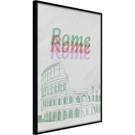 Affiche Murale Encadrée "Pastel Rome" 30 x 42 cm Noir