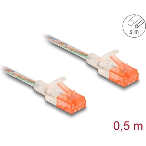 Delock Cable de red RJ45 Cat.6A U/UTP Slim 0,5 m transparente