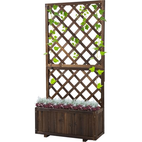 Fioriera da Giardino con Traliccio 72,5x31,5x149,5 cm in Legno di Abete Carbonizzato (1/5)