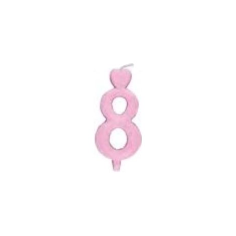 Bougie en forme de cœur numéro 8 rose
