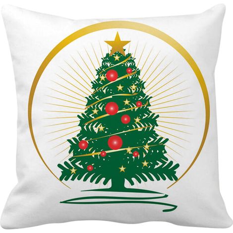 Housse De Coussin Noel - Arbre De Noel Et Alphabet - 45 X 45 Cm - Tissu - Pour Salon Chambre Et Bureau - 1 Piece (1/5)