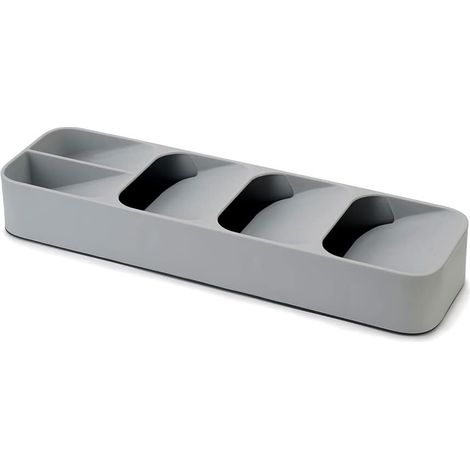 Kompakter Besteckkasten für Schubladen, Schubladenorganizer, grau, 5,7 x 39,5 x 11 cm (1/5)