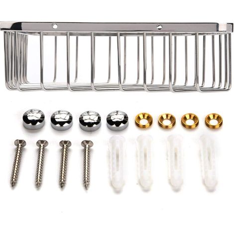 Panier d'angle en acier inoxydable pour salle de bain, étagère de rangement murale. (1/5)