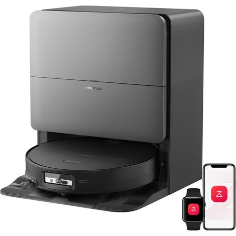 Roborock Saros 20 Sonic Saugroboter mit Wischfunktion, VibraRise 5.0 Wischsystem, 36,000 Pa Saugkraft, AdaptiLift Chassis 3.0, ultraflach Design, FlexiArm Technologie, brandneues RockDock, Schwarz