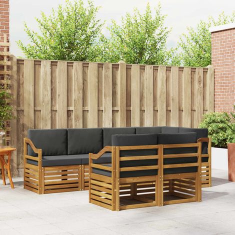 Ecksofa Set 7 pcs Natur und Anthrazit Massivholz Akazie (1/5)