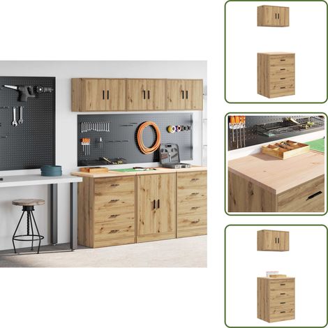 vidaXL Armoires garage 2 pcs chêne artisanal bois d'ingénierie (1/5)