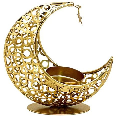 Lot de 1 Photophore en Forme de Lune doré, Décoration Orientale du Ramadan pour Salon, Décoration de Table pour Ramadan, Noël, Saint-Valentin, Chambre à Coucher (1/3)