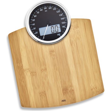 Balanza de baño ADE Luna, hasta 180 kg, 31,5 x 40,5 cm, bambú. (1/2)