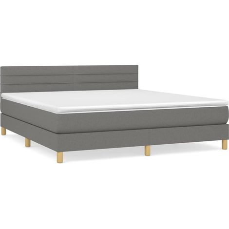 Maison Exclusive - Cama box spring con colchón tela gris oscuro 1 (1/5)