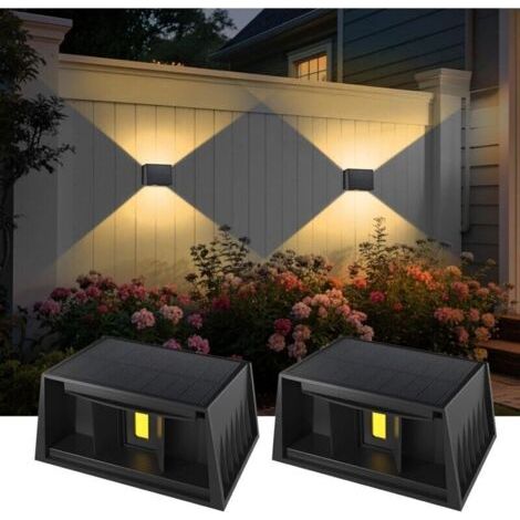 BARKBUSTERS Lot de 2 appliques murales solaires d'extérieur , lumière chaude 3 000 K , étanches , réglables de haut en bas (1/4)