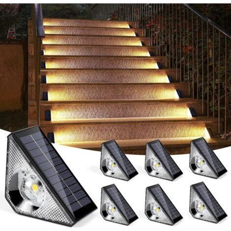 Lampe Solaire Exterieur Detecteur de Mouvement(4PC), 3000K Escaliers éclairage pour Chemins, Eclairage Exterieur Solaire IP65 Led Escalier pour Jardin, Patio, Garage, Marche, Escaliers (6) (1/5)
