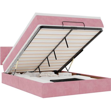 Maison Exclusive - Struttura Letto Pouf con Materasso Rosa 140x200 cm in Velluto