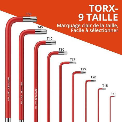 Set of Torx Keys Torx Allen Key Sets T10 T15 T20 T25 T27 T30 (1/4)