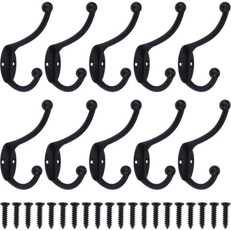 Patère à Crochets - Rétro - Vintage - Noir - Métal - 10 Pièces (1/4)