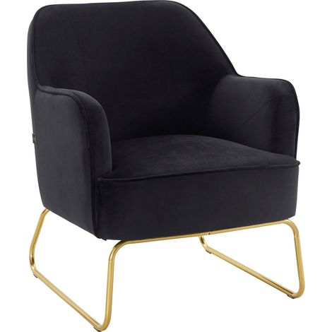 Fauteuils rembourrée en velours noir (1/5)