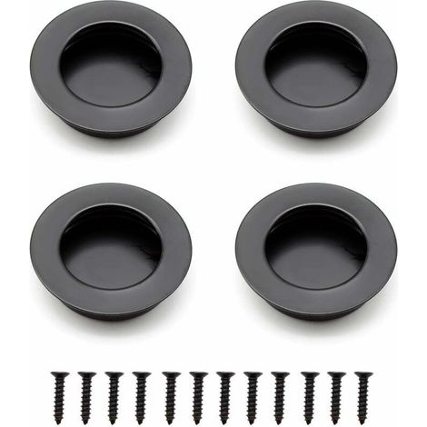 Poignée de porte coulissante encastrée noire en acier inoxydable – 40 mm – Haute résistance à la rouille – Installation facile pour meubles (1/4)