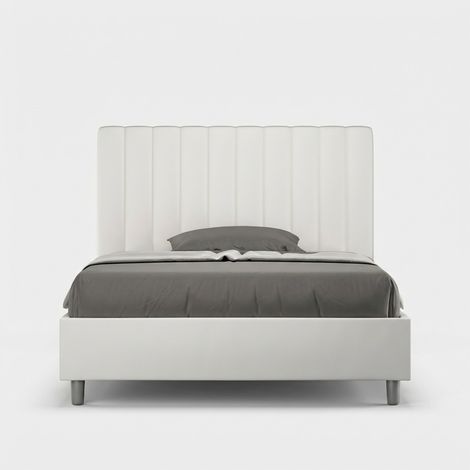 Französisches Bett, 1,5 Plätze, 120x190 cm, mit Stauraum, Kunstleder Agueda P - Weiß (1/5)