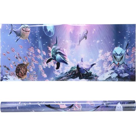 Poster décoratif de fond, peinture, autocollant en PVC, image de paysage pour aquarium, 61 x 30 cm (1/5)