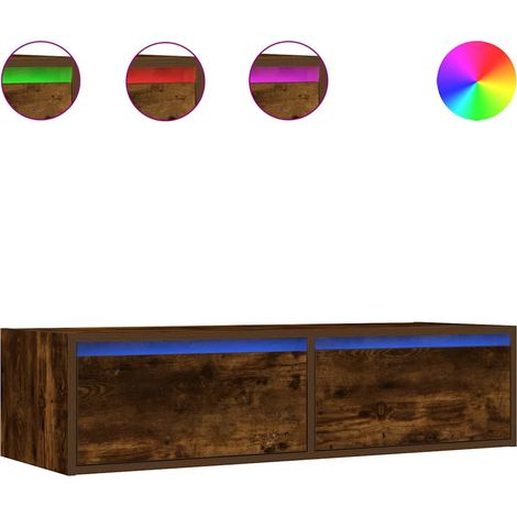 Mobile TV Armadietto TV Mobile Porta TV con Luci LED Rovere Fumo 100X35,5x25 cm (1/5)