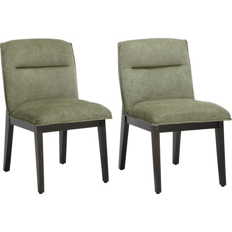 Wahson Mid-century Dining Chairs Chenille 2Pcs, Upholstered Kitchen Chairs with Wood Legs for Dining Room Kitchen Living Room, Green