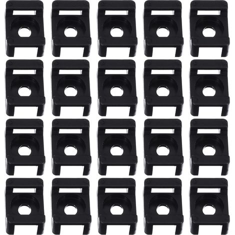 Support de Fil en Nylon Noir Facile à Monter 120pcs Forme Selle Base de Serrage-câble pour Fixation de Câble Électrique et Gestion de Câbles Bureau (1/5)