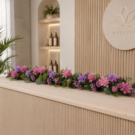155cm Artificial Pink and Purple Flower Garland (1/3)