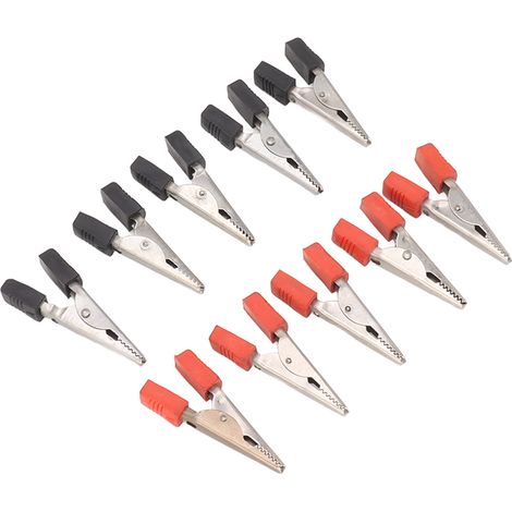 Lot de 20 pinces crocodiles rouges et noires, ouverture de 1 cm, pinces de test électriques en acier inoxydable pour câbles de batterie (1/5)