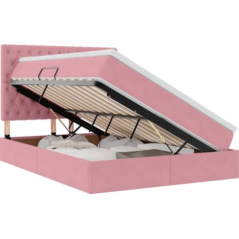 Maison Exclusive - Letto con contenitore e materasso Rosa 140 x 200 cm Velluto