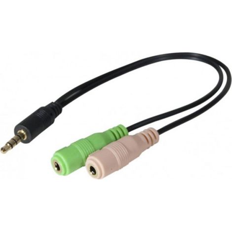 Adaptateur jack 3,5mm 3PTS vers micro & casque - PC99 - Noir - Connecteurs OR (1/2)