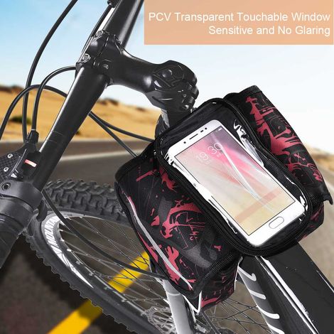 Sacoche de cadre avant de vélo étanche avec pochette tactile pour téléphone portable, accessoire de vélo (rouge) (1/5)
