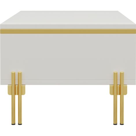 Table de salon moderne en laque brillant. Tablette de soutien stylée et polyvalente. Meubles pour le salon. Dimensions : 100 x 50 x 36 cm (longueur x largeur x hauteur). (1/5)