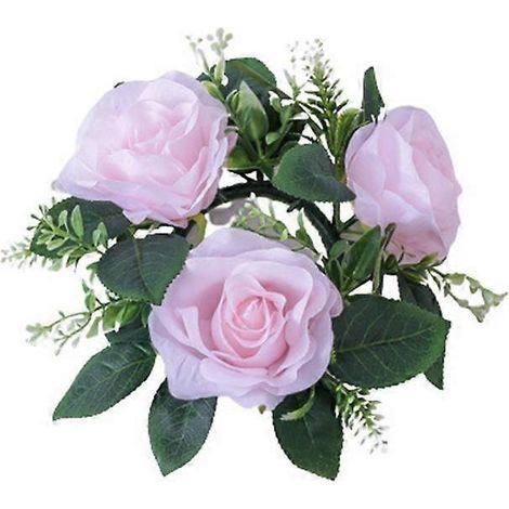 Couronne de bougeoirs décorative, couronne de roses artificielles, anneau de bougie pour style campagnard européenrose (1/5)