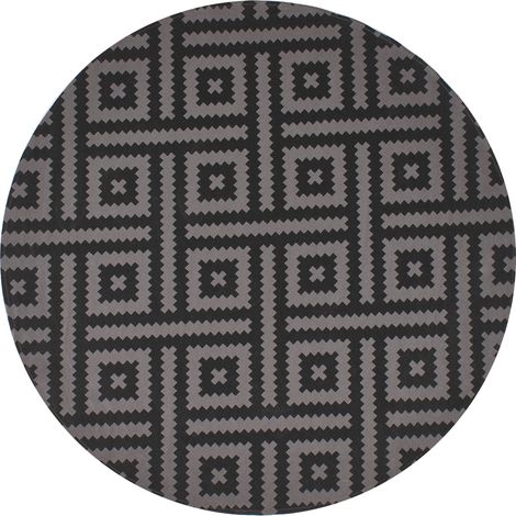 Alfombra moderna para interior y exterior redonda con diseño geométrico 160 cm negro y gris Ajmer