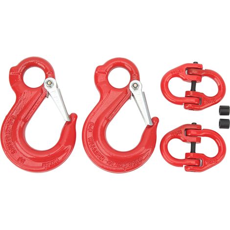 Ortviai Crochet de levage à œil coulissant 1,12 T – Acier allié chrome-molybdène – Lot de 4 pièces avec double mousqueton