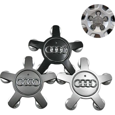 Satz mit 4 Radkappen, passend für Fünf-Klauen-Radkappen Audi A4L//A5/A6L/A7/A8L/Q5/S6/TT/R8, schwarze Fünf-Klauen-Radkappen 135 mm - schwarz (4F0601165N)