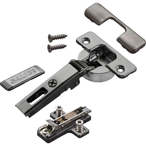 2 x Salice Topfband Serie 700 Titanium anthrazit mit Dämpfungssystem im Topf 110° T48 Eckanschlag mit Kreuz-Montageplatte Höhe 6 mm mit Exzenterverstellung, Abdeckkappen Schrankscharnier von SOTECH (1/5)