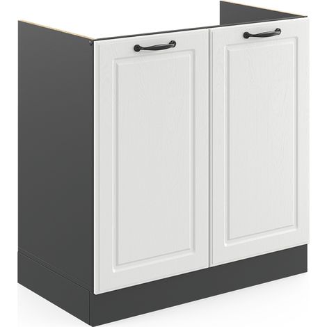 Mobile lavello cucina R-Line, Bianco casa di campagna, 80 cm senza piano di lavoro, Vicco