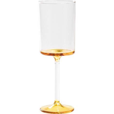 Discobolo Set 4 Calici Vino Bianco in Vetro Borosilicato Soffiato a Mano con Fondello Giallo Oro, Capacità 31 cl per Degustazione Elegante e Versatile