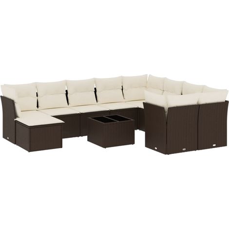 Maison Exclusive - 11-tlg. Garten-Sofagarnitur mit Kissen Braun P